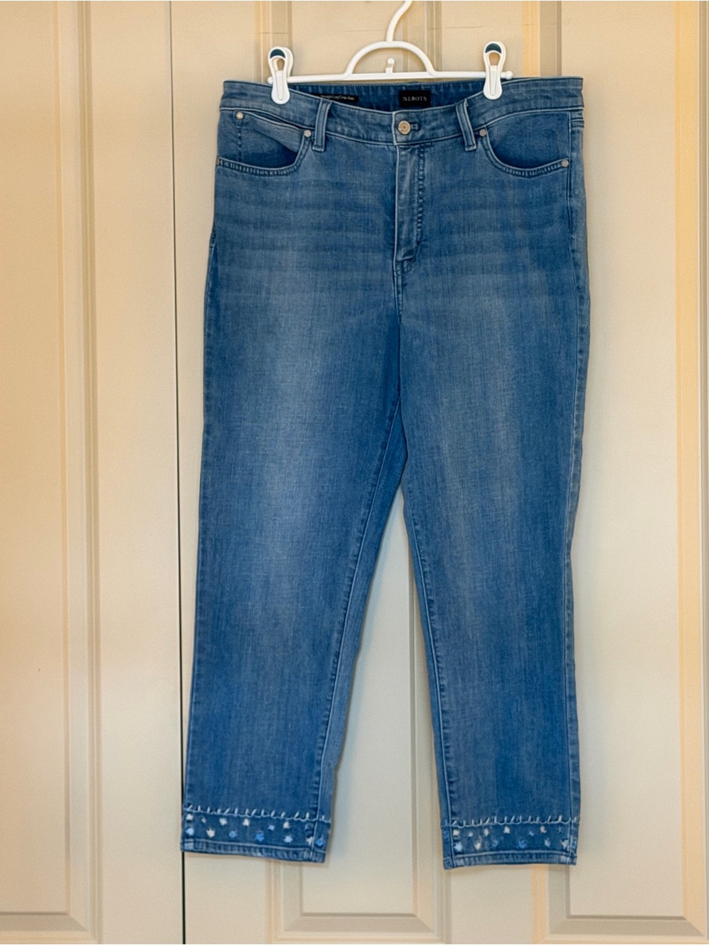 Talbots Medium Blue Embellished Cropped Jeans